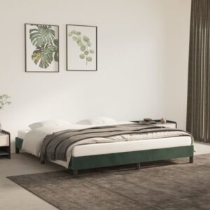 Giroletto senza Materasso Verde Scuro 160x200 cm in Velluto
