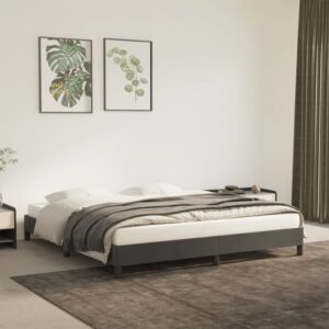 Giroletto senza Materasso Grigio Scuro 180x200 cm Velluto