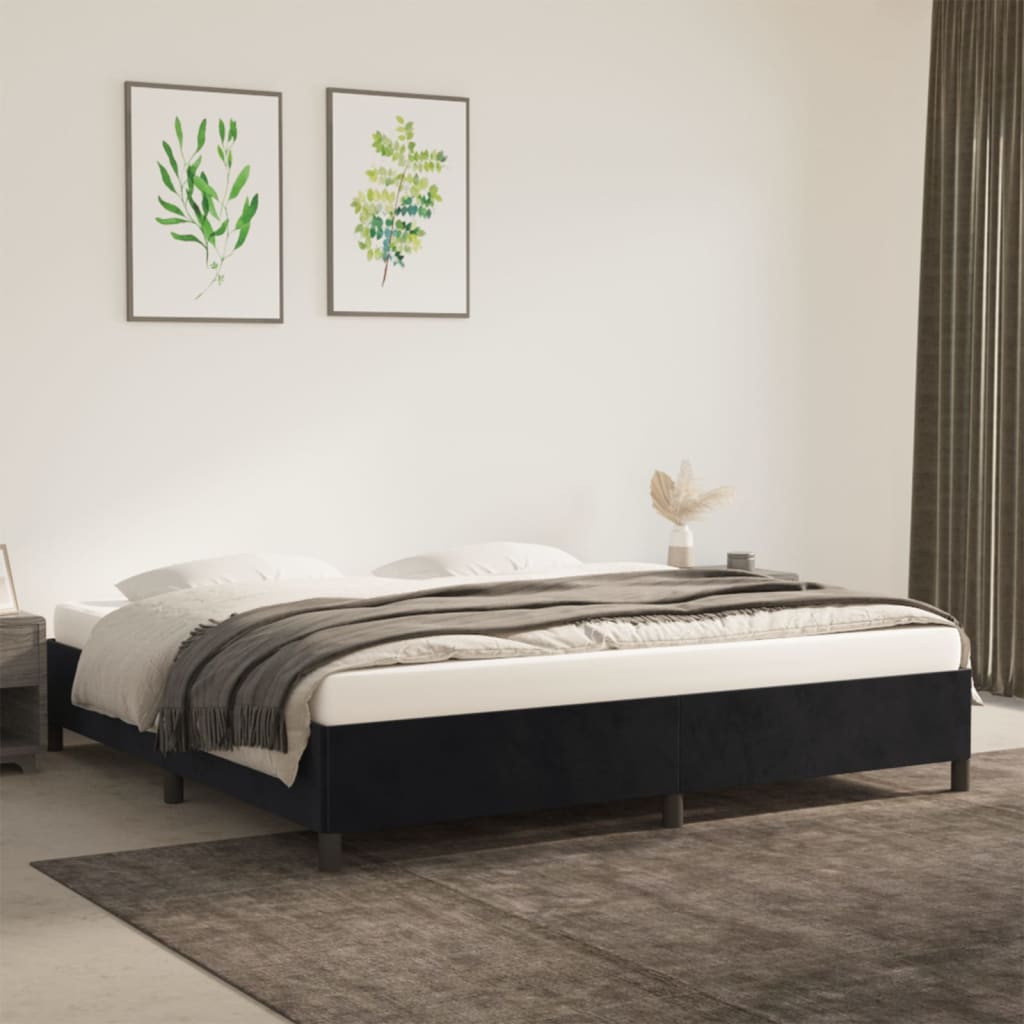 Giroletto senza Materasso Nero 200x200 cm in Velluto