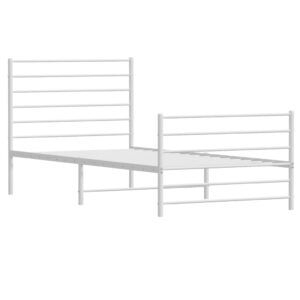Giroletto con Testiera e Pediera Metallo Bianco 90x200 cm