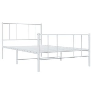 Giroletto con Testiera e Pediera Metallo Bianco 80x200 cm