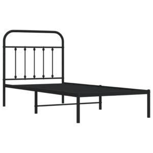 Giroletto con Testiera in Metallo Nero 90x190 cm