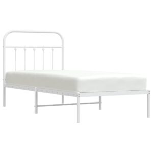 Giroletto con Testiera Metallo Bianco 90x190 cm