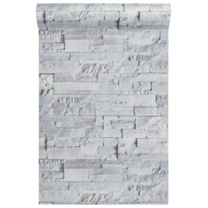 Carta da Parati 3D Pietra Grigio Chiaro 10x0,53 m Non Tessuto