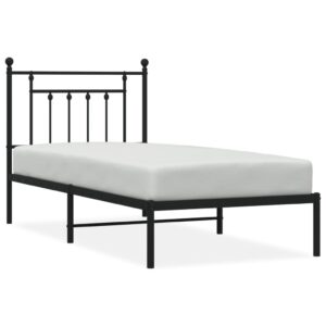 Giroletto con Testiera in Metallo Nero 90x190 cm