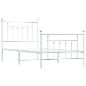 Giroletto con Testiera e Pediera Metallo Bianco 90x200 cm