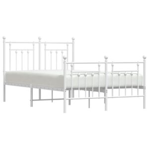Giroletto con Testiera e Pediera Metallo Bianco 120x190 cm
