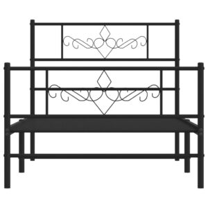 Giroletto con Testiera e Pediera Metallo Nero 90x200 cm