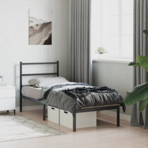 Giroletto con Testiera in Metallo Nero 75x190 cm