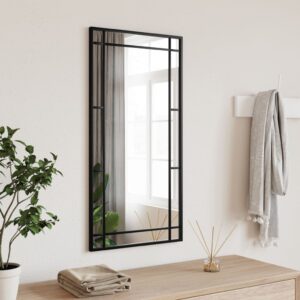 Specchio da Parete Nero 40x80 cm Rettangolare in Ferro