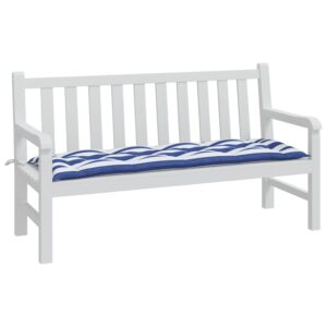 Cuscino per Panca Bianco e Blu 150x50x7 cm in Tessuto Oxford