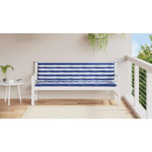 Cuscini per Panca 2 pz Strisce Blu e Bianche in Tessuto Oxford