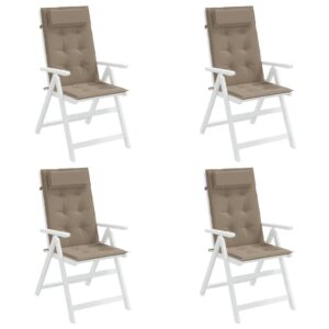 Cuscini per Sedia con Schienale Alto 4pz Tortora Tessuto Oxford