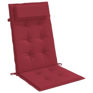 Cuscini Sedia con Schienale Alto 4 pz Rosso Vino Tessuto Oxford