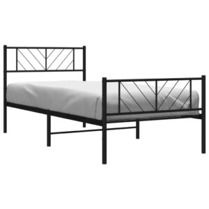 Giroletto con Testiera e Pediera Metallo Nero 80x200 cm