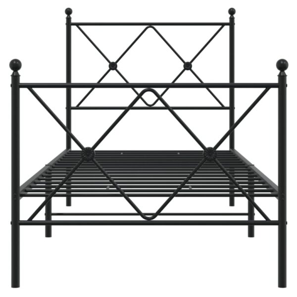 Giroletto con Testiera e Pediera Metallo Nero 80x200 cm