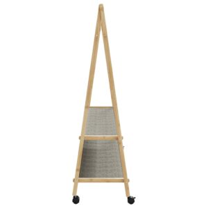 Appendiabiti con Ripiani e Ruote 132x45,5x155,5 cm in Bambù