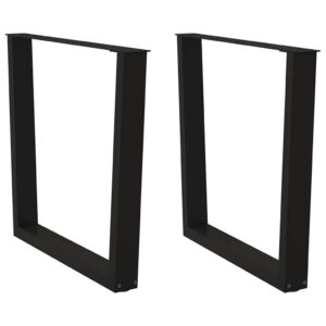 Gambe per tavolo da pranzo a forma di V 2 pz nere 80x(72-73,3) cm in acciaio