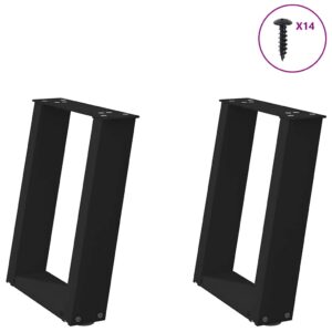 Gambe per Tavolino da Caffè a Forma di U 2 pz Nere 38x(42-43) cm Acciaio