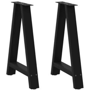 Gambe per tavolo da pranzo a forma di A 2 pz nere 60x(72-73) cm in acciaio