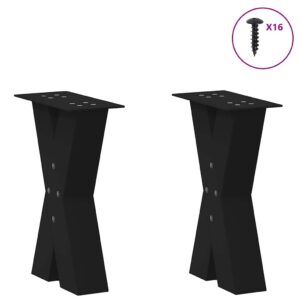 Gambe per Tavolino da Caffè a Forma di X 2 pz Nere 38x(42-43) cm Acciaio