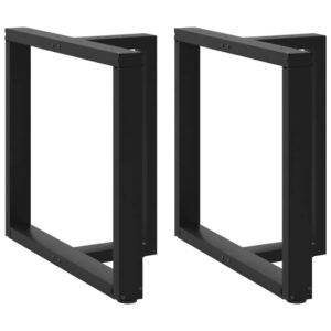 Gambe per tavolo da pranzo a forma di T 2 pz nere 80x35x(72-73) cm in acciaio