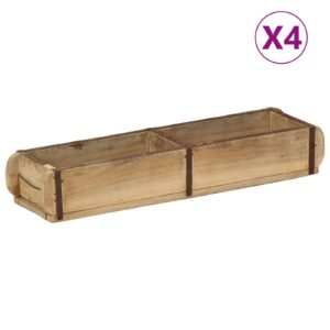 Set di 4 vassoi 60,5x15x9 cm in legno riciclato