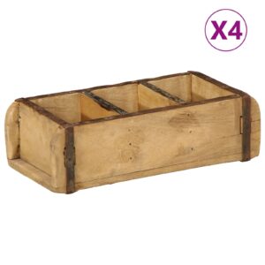 Set di vassoi 4 pezzi 30x14x9 cm in legno massiccio recuperato