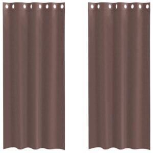 Tende in Voile con Occhielli 2 pz Marrone 140x245 cm