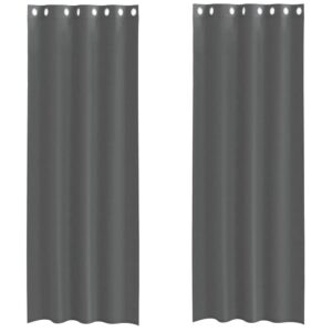 Tende in Voile con Occhielli 2 pz Grigio Scuro 140x260 cm