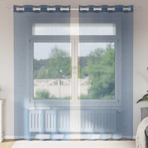 Tende in Voile con Occhielli 2 pz Blu Reale