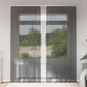 Tende in Voile con Tasche per Aste 2 pz Nero
