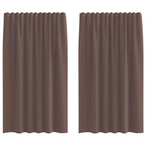 Tende in Voile con Tasche per Aste 2 pz Marrone