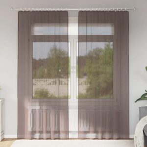 Tende in Voile con Tasche per Aste 2 pz Marrone