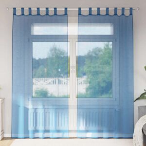 Tende in Voile con Tasche per Aste 2 pz Blu Reale