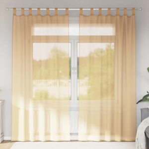 Tende in Voile con Tasche per Aste 2 pz Sabbia