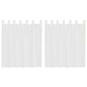 Tende in Voile con Tasche per Aste 2 pz Bianco