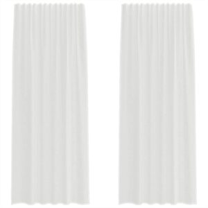 Tende in Voile con Tasche per Aste 2 pz Bianco