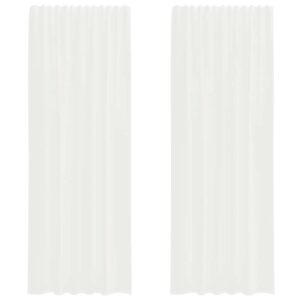 Tende in Voile con Tasche per Aste 2 pz Bianco