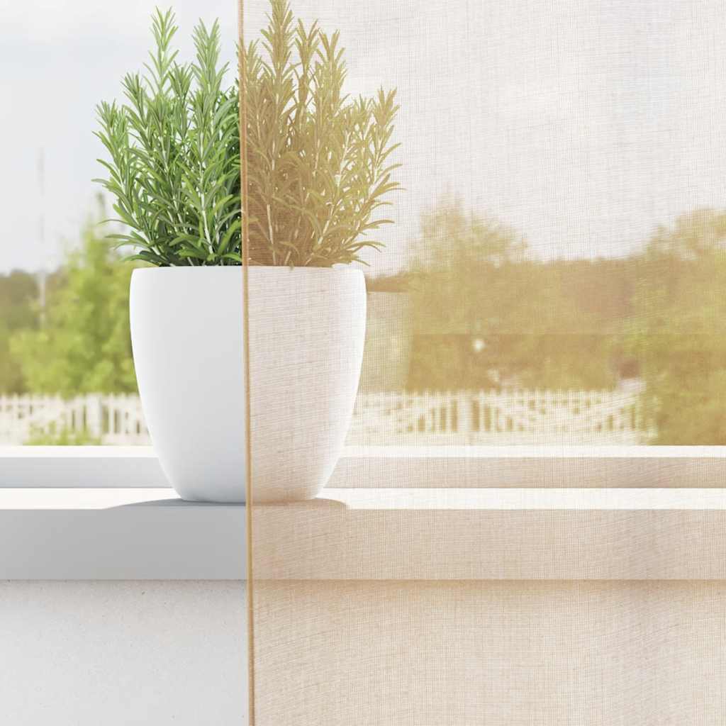 Tende in Voile con Passanti 2 pz Sabbia 140x260 cm