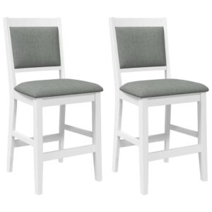 Sgabelli da Bar con Cuscini 2 pz Bianco Legno Massello di Hevea