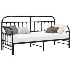 Struttura per letto giorno con lettino estraibile nera 80x200 cm in acciaio