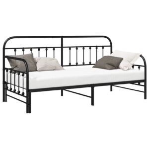 Struttura Letto Daybed con Letto Estraibile Nero 90x200 cm Acciaio
