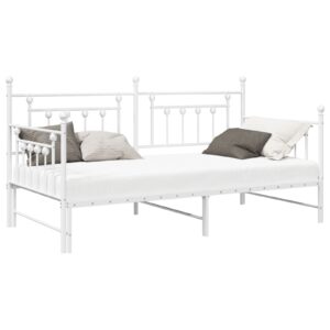 Struttura Lettino con Letto Estraibile Bianco 90x200 cm Acciaio