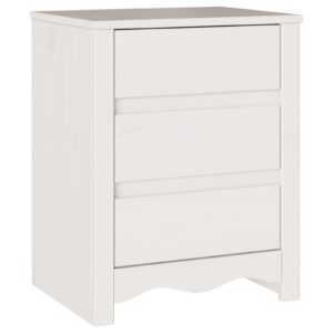 Comodino "DRAMMEN" Bianco 45x35x56 cm in Legno solidale di Pino