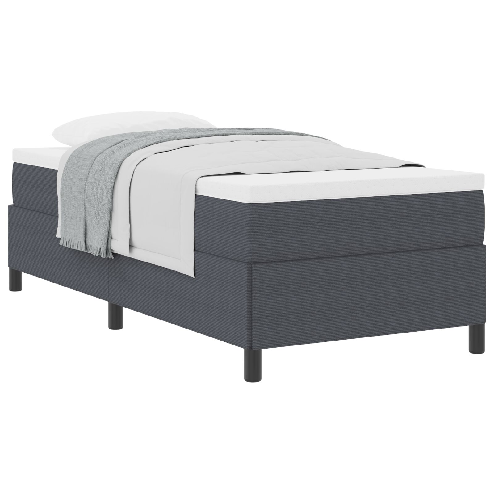 Rete letto Grigio scuro 90x200 cm in tessuto corduroy