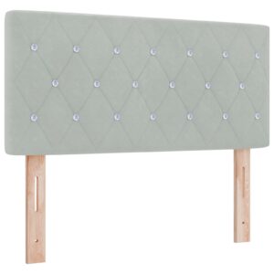 Testata letto con bottoni a cristallo e rivestimento in velluto grigio chiaro 90 cm