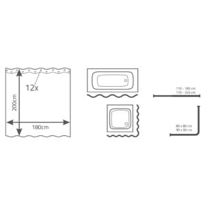 RIDDER Tenda da Doccia Smile 180x200 cm