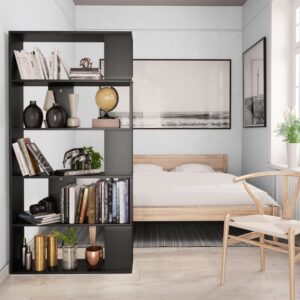 Libreria/Divisorio Nero 80x24x159 cm in Legno Multistrato