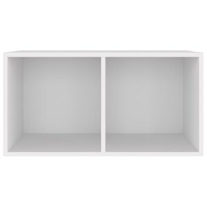 Contenitore per Vinili Bianco 71x34x36 cm in Legno Multistrato